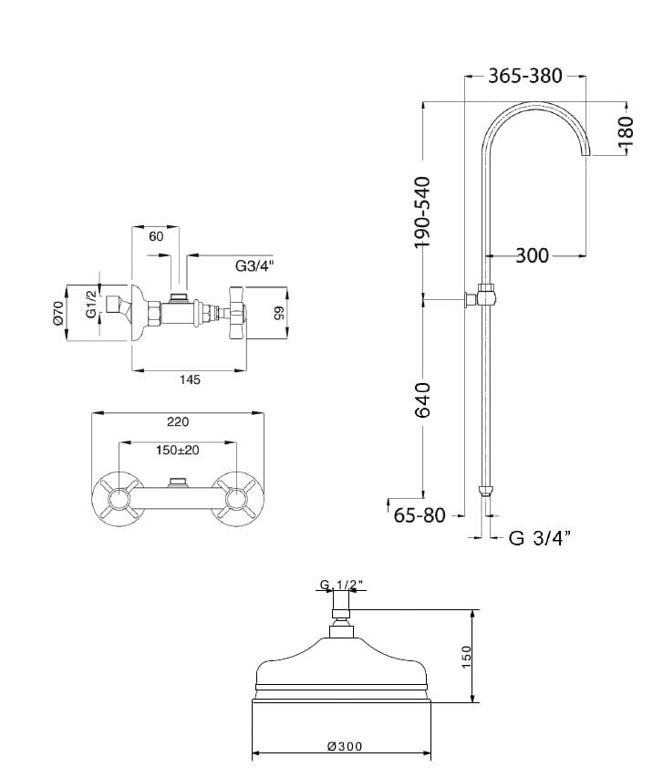 Душевая колонна с душем и ручным душем Gaia Mobili Complements ARCH-00138737 - Вид №2