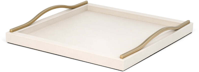 Поднос Onda - 50x37 см/металл-отделка_сатин-латунь/плетеная кожа_черный