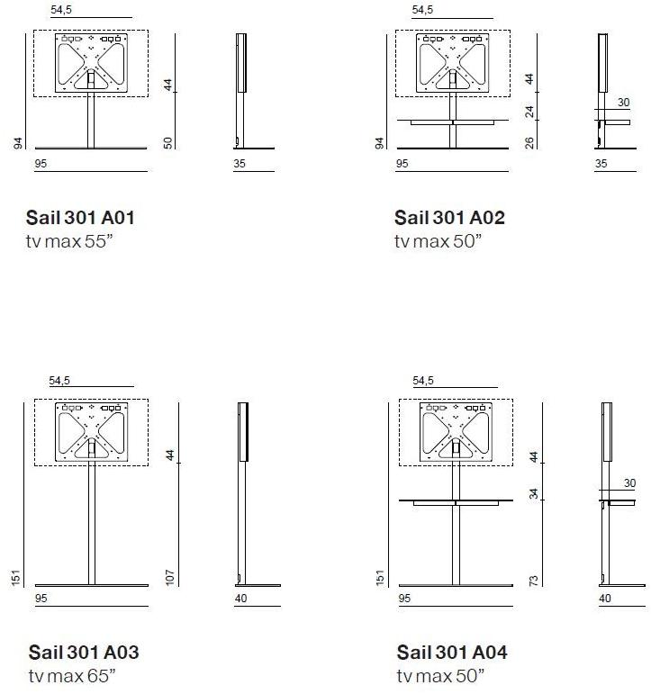 Desalto Напольный стальной монитор / подставка для телевизора Sail 301 - Вид №6