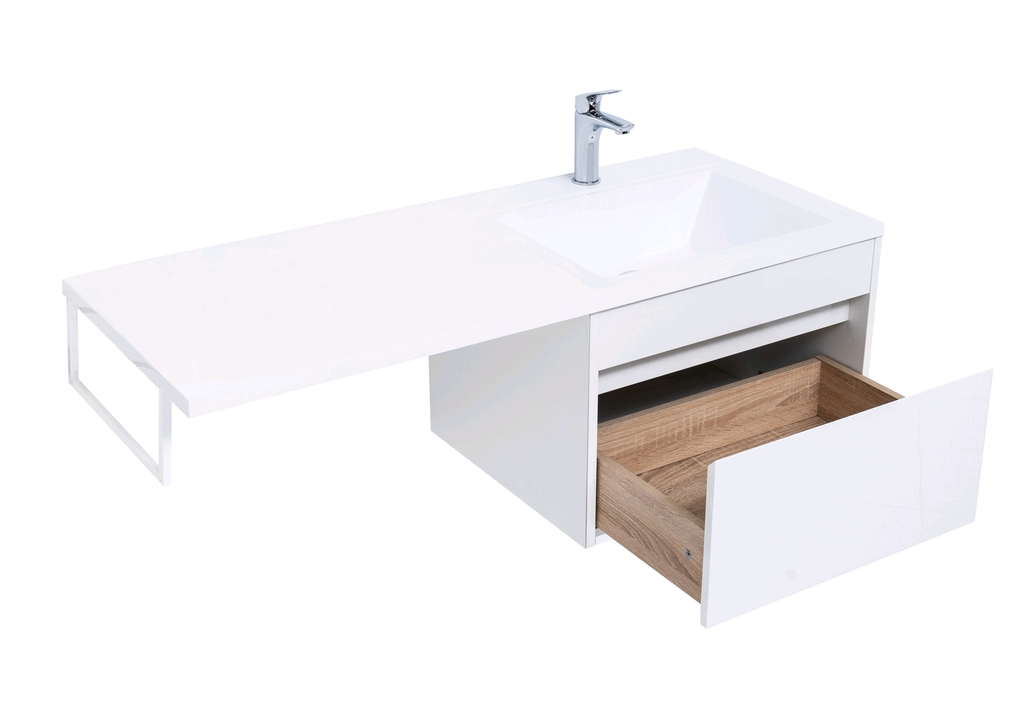 Тумба с раковиной Aquanet Токио 120 R белый (подвесная, 1 ящик) 0023691600235500 - Вид №10
