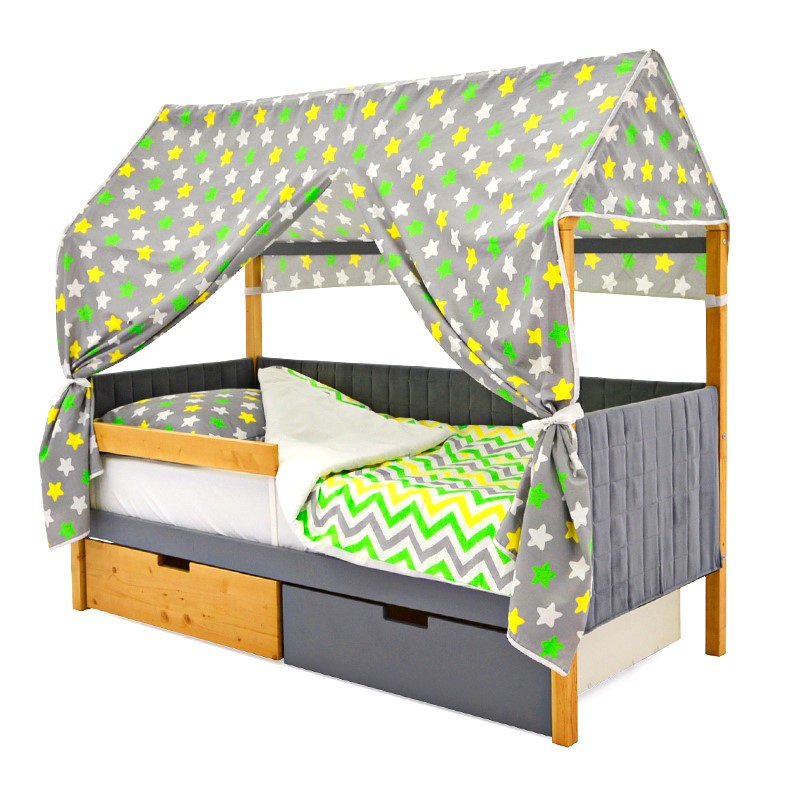 Детская кровать-домик мягкая дерево-графит Svogen БЕЛЬМАРКО  00-3873182 Бежевый;серый Santreyd  - Вид №11