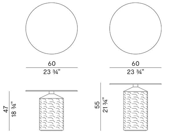 Круглый керамический садовый журнальный столик со стеклянной столешницей Potocco Hishi ARCH-00094840 - Вид №6