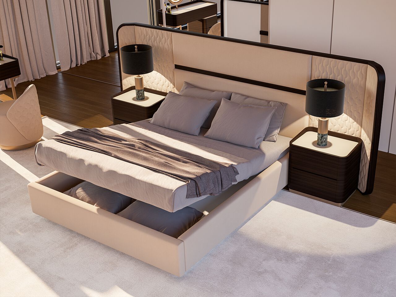 Деревянная прямоугольная тумбочка с ящиками NDESIGN Tawny ARCH-00027531 - Вид №2