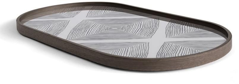 Ethnicraft Овальный поднос из дерева и стекла Linear flow 20916 - Вид №1