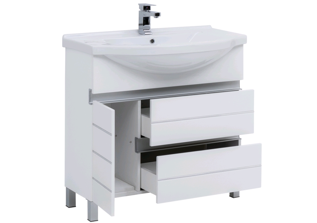 Тумба с раковиной Aquanet Доминика 90 R белый (раковина Эльбрус) 0023840600168865 - Вид №1
