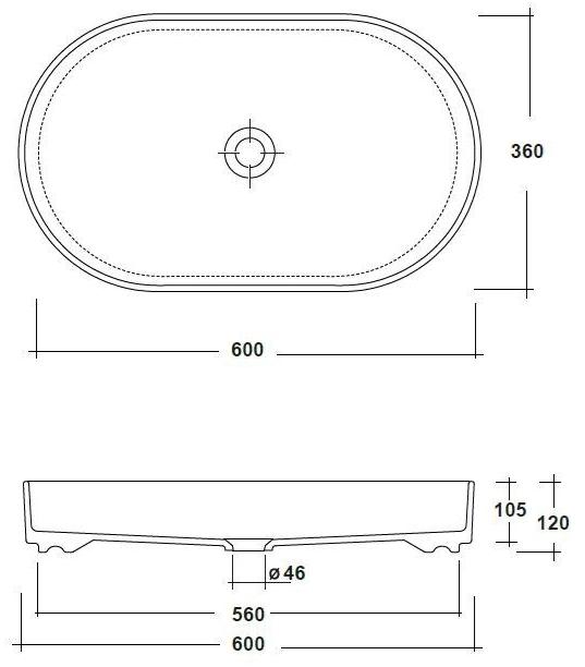 Sma42so60001 Накладная раковина на столешницу  овальная Olympia Ceramica Smash - Вид №3