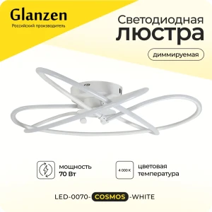91343930 Люстра потолочная светодиодная Glanzen Led-0070-cosmos-white с пультом управления 25 м² холодный белый (голубой) свет цвет белый STLM-0910822