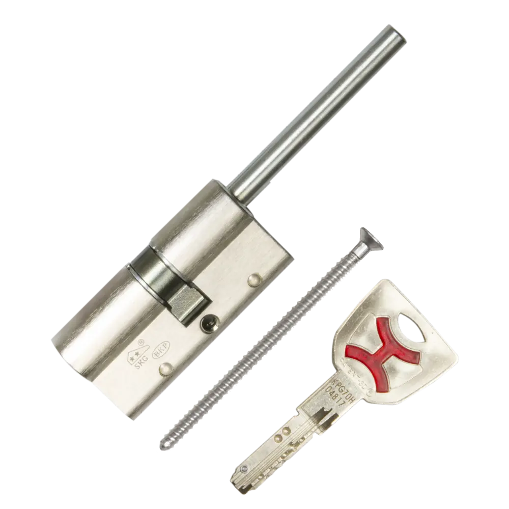 Цилиндр Cisa AP4S 0P3S7-87.12, 55x10x25 мм, ключ/шток, цвет никель, без вертушки STLM-2055447 - Вид №1