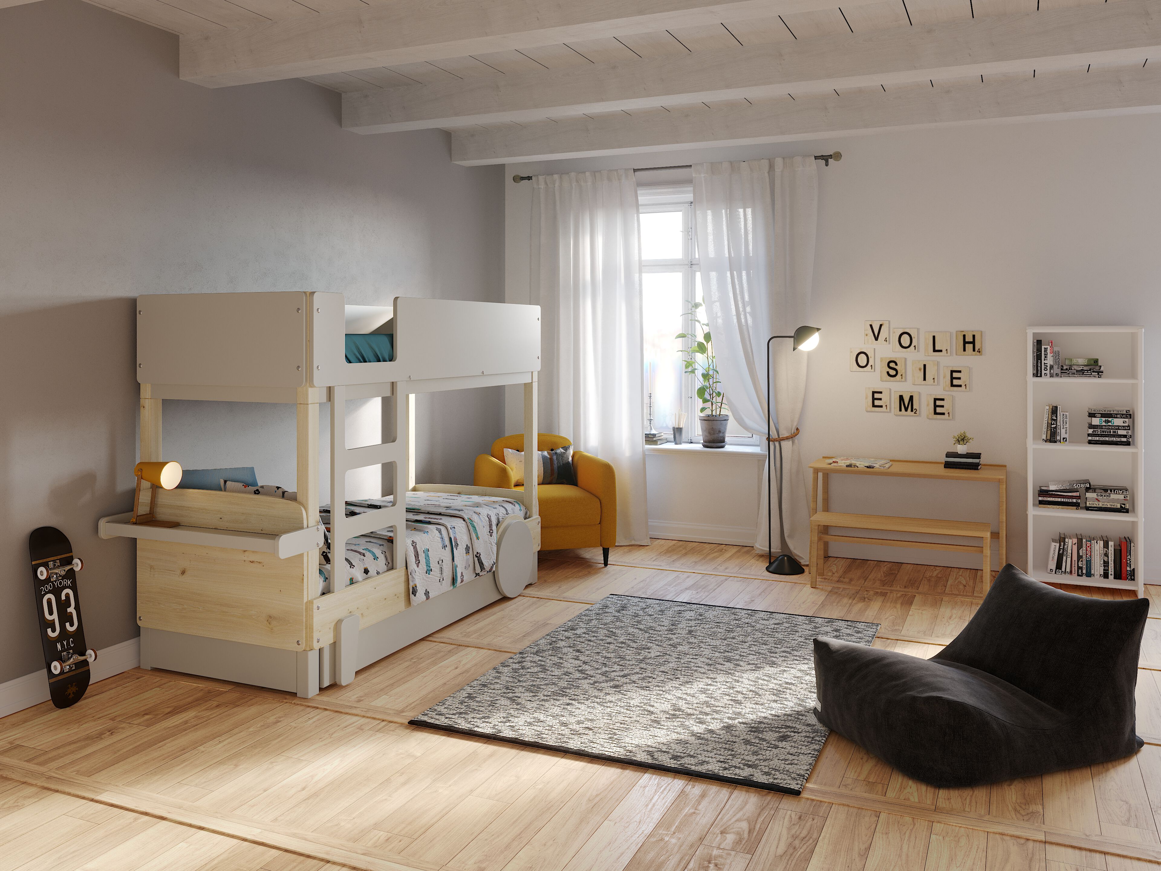 Деревянная двухъярусная кровать с выдвижной кроватью Mathy by Bols ARCH-00048116 - Вид №5