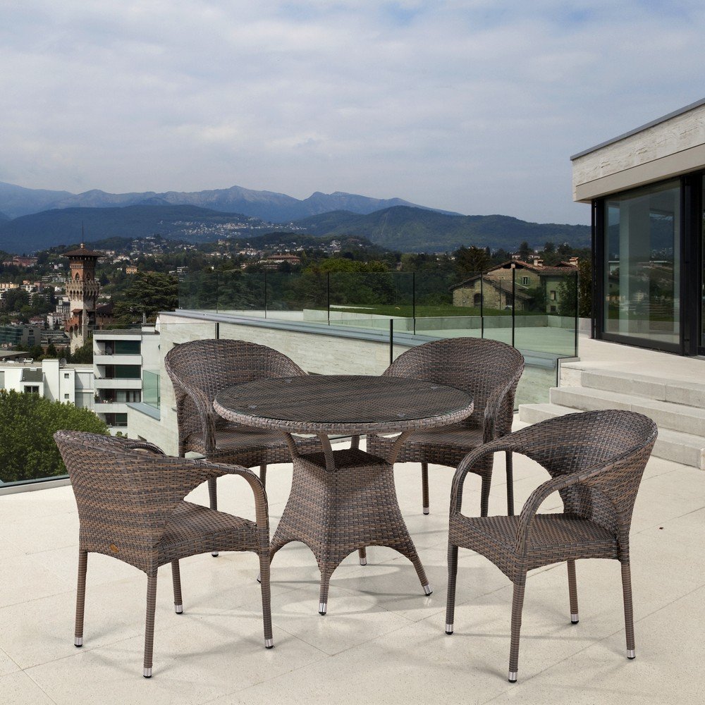 Мебель садовая, искусственный ротанг, серая на 4 персоны Moji AFINA  241048 Серая  - Вид №1