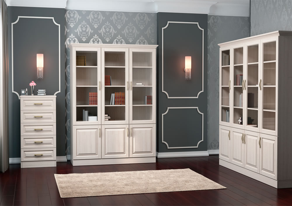 Шкаф книжный деревянный четырехстворчатый белый "Эдем" DREAMLINE ЭДЕМ 176329 Белый  - Вид №1