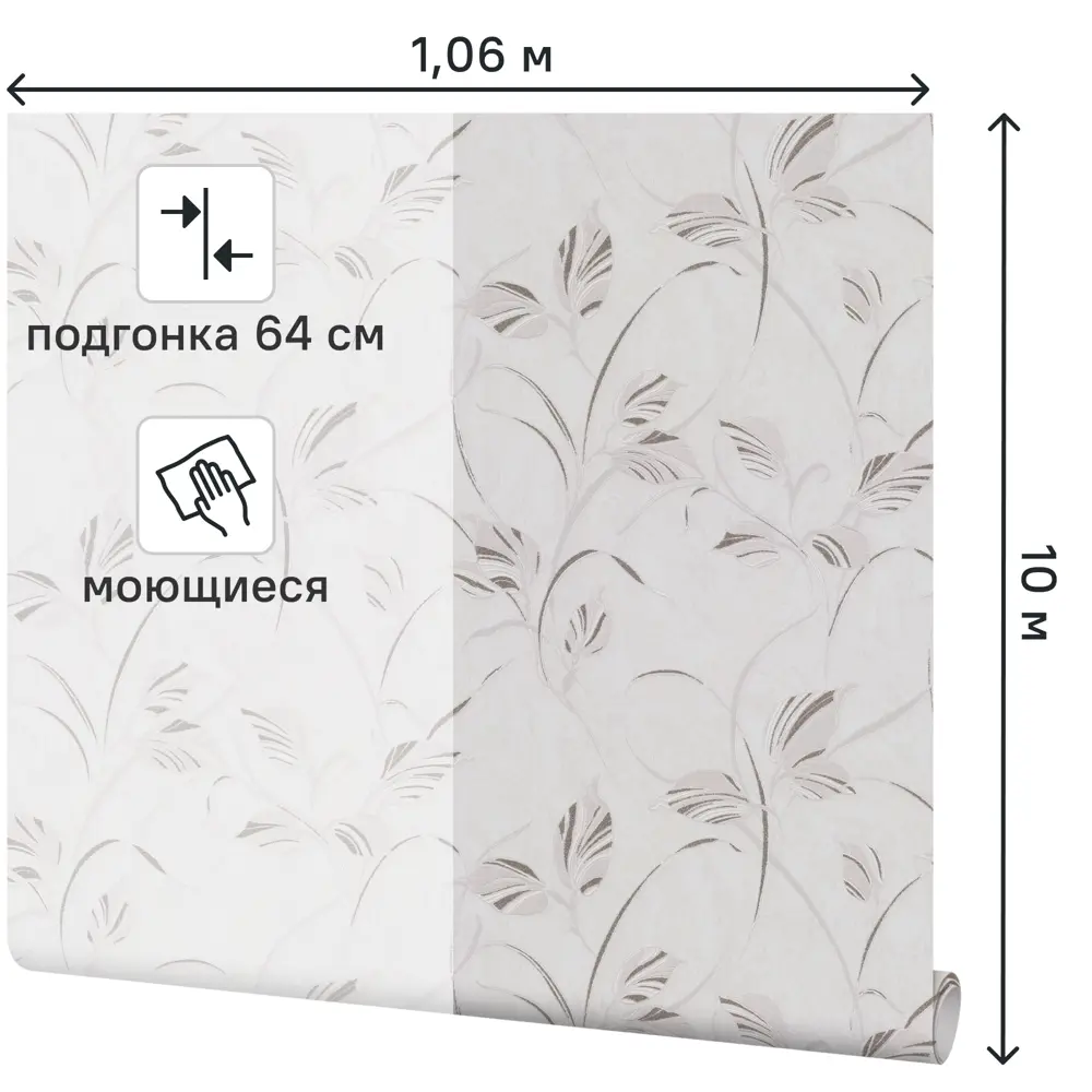 Обои флизелиновые PALITRA HOME Pro-Fleur с растительным орнаментом в скандинавском стиле 89391372 STLM-1571741 - Вид №1