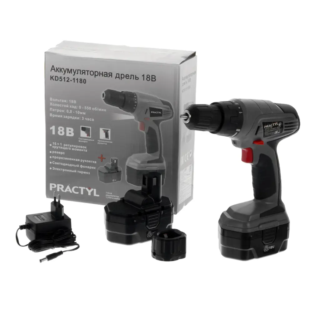 Шуруповерт Practyl, Ni-Cd 18 В, 1,5 Ач STLM-2155067 - Вид №1