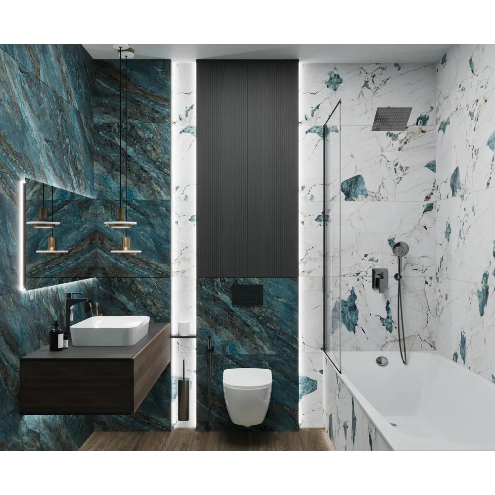 Глазурованный керамогранит Ceradim Beam Turquoise 60x120 см 1.44 м² лаппатированный цвет бирюзовый 89457833 STLM-2055235 - Вид №5