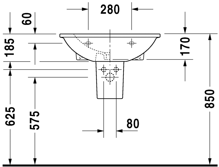 2621650030 Подвесная раковина настенная овальная Duravit Darling New - Вид №5