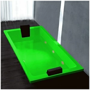 Ванна Gruppo treesse Quadra 181 V071B-SX-ZEZ зелёная с золотой фурнитурой и гидромассажем  и дезинфекцией прямоугольная встроенная левая