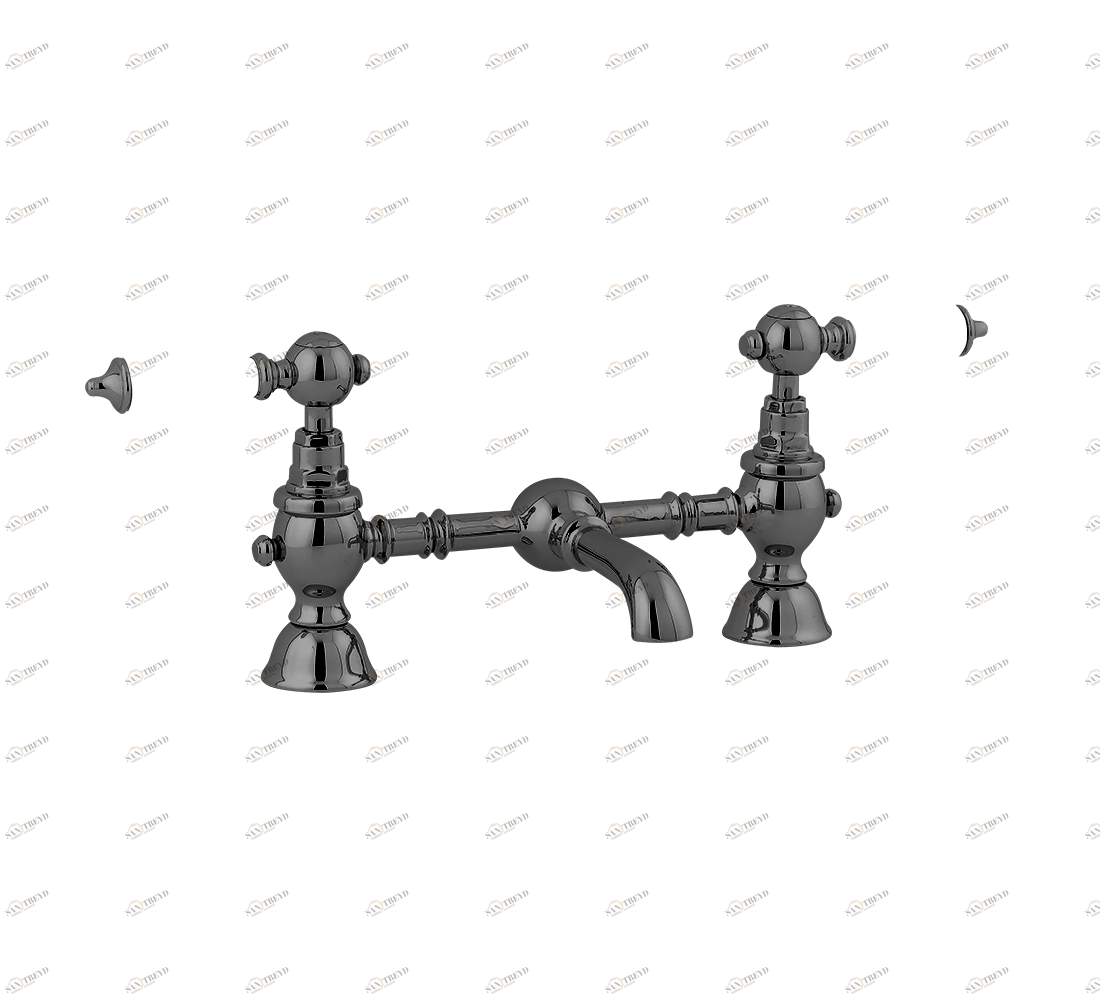 Gentry Home Смеситель для раковины мостик на 2 отверстия 200мм Berkeley Темный никель sun-id-1075268