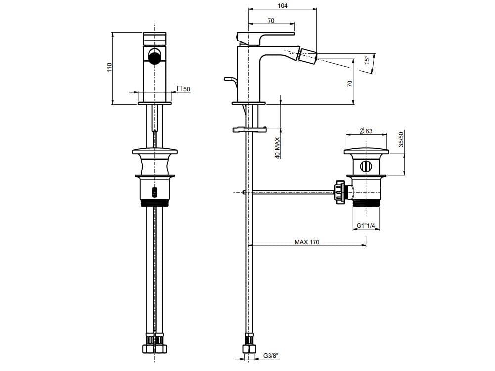 Смеситель для биде с одной ручкой Rubinetterie Frattini Vita Due ARCH-00028156 - Вид №10