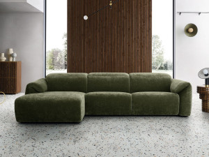 3-местный тканевый диван с полуостровом