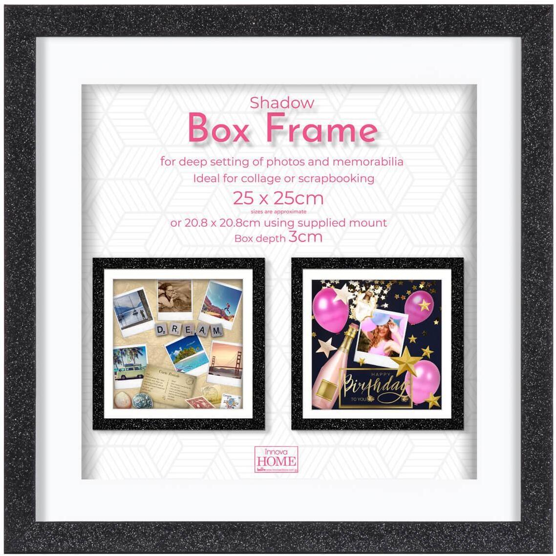 Б0046295 Фоторамка PI01459 Ф/рамка 25*25cm Glitter Shadow Box (окно 21*21см), черный, МДФ (6/288) Innova