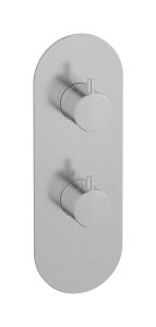 Комплект наружных частей термостата с дивертером на 2 потребителя - вертикальная овальная панель с ручками Kusasi WE ARE IB eua612ssnmt Brushed Nickel Aqua