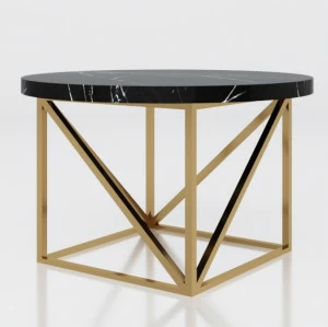 Журнальный столик круглый с черной мраморной столешницей 60 см "Франклин" АЛЕТАН  350927 Черный