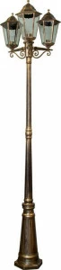 Уличный светильник парковый на 3 лампы 220х59х59 см черное золото "Классика" 11208 FERON ПОД СТАРИНУ, ФОНАРЬ 00-3955873 Золото;черный