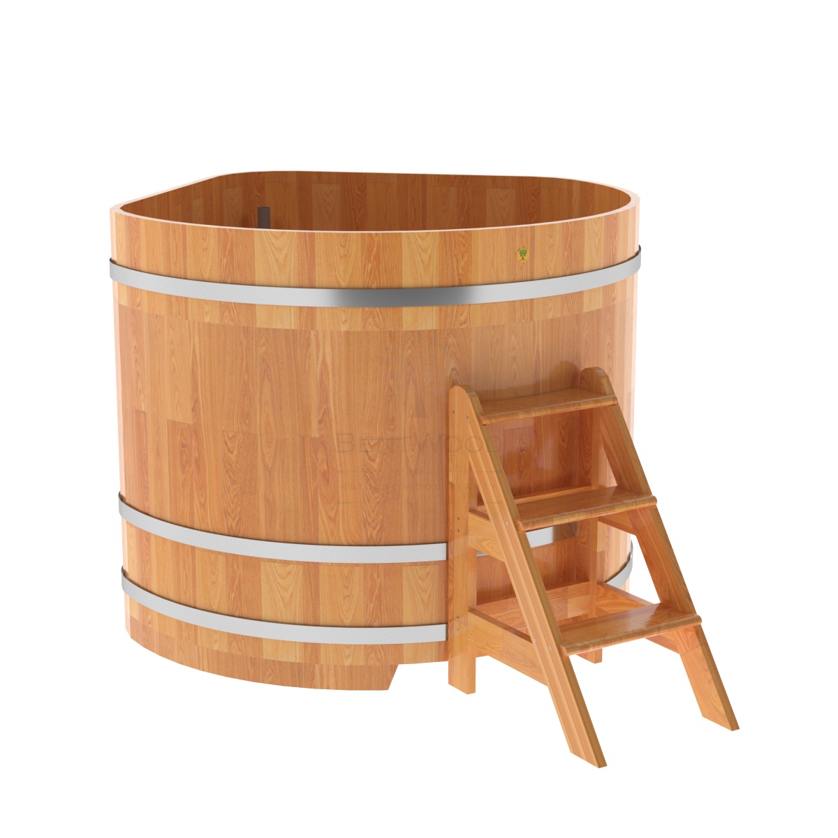 1586 Купель угловая из сращенных ламелей лиственницы 1,37х1,37х1,2 натуральная Alyarus 