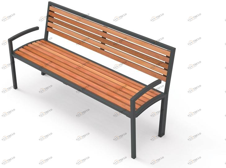 City Design Скамья из дерева с подлокотниками со спинкой Camilla Camilla - swb