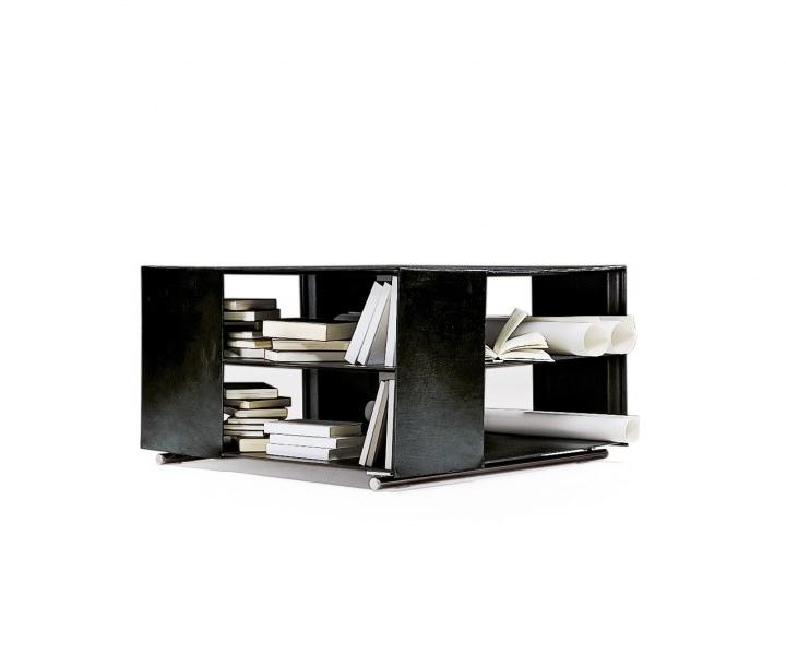 Flexform Металлический журнальный столик обтянутый кожей с отделением для контейнера Groundpiece sun-id-1446729 - Вид №1