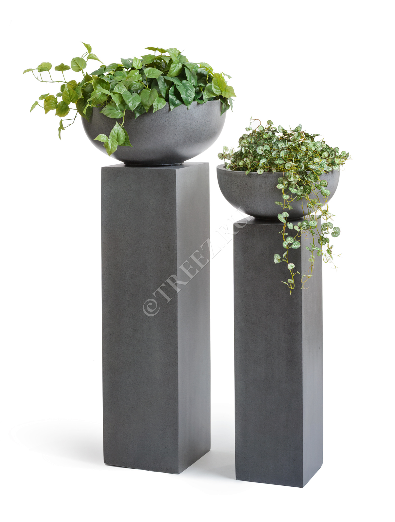 41.3317-02-007-GR-120 Кашпо  Effectory - серия Beton - Колонна - Тёмно-серый бетон Цветочная коллекция  - Вид №6