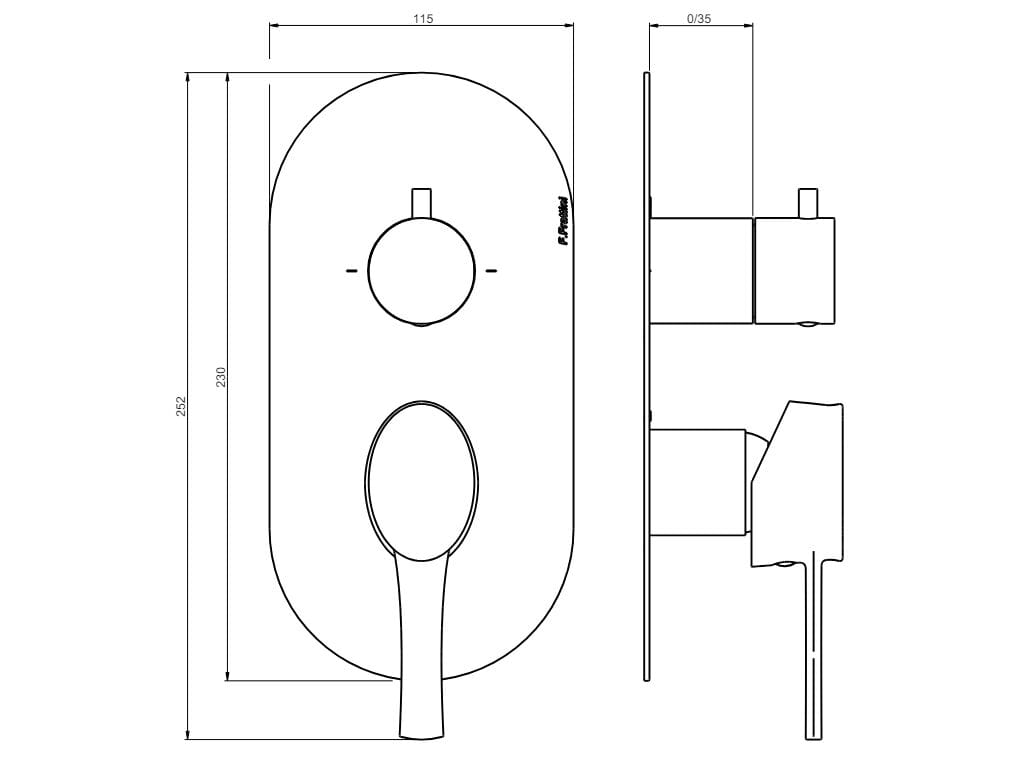 Встраиваемый смеситель для душа с переключателем Rubinetterie Frattini Delizia ARCH-00050681 - Вид №5