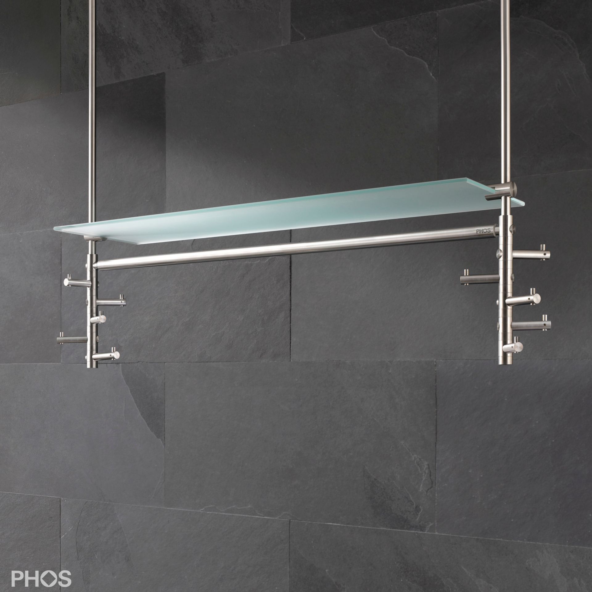 T5DG Подвесной шкаф с платяной штангой, 10 вращающимися крючками и стеклянной полкой PHOS  - Вид №2