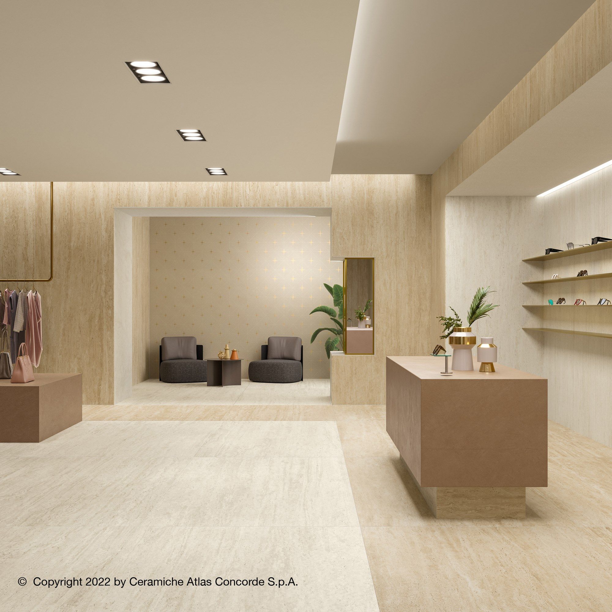 Пол / керамогранит с мраморным эффектом Atlas Concorde Marvel Travertine ARCH-00039068 - Вид №15