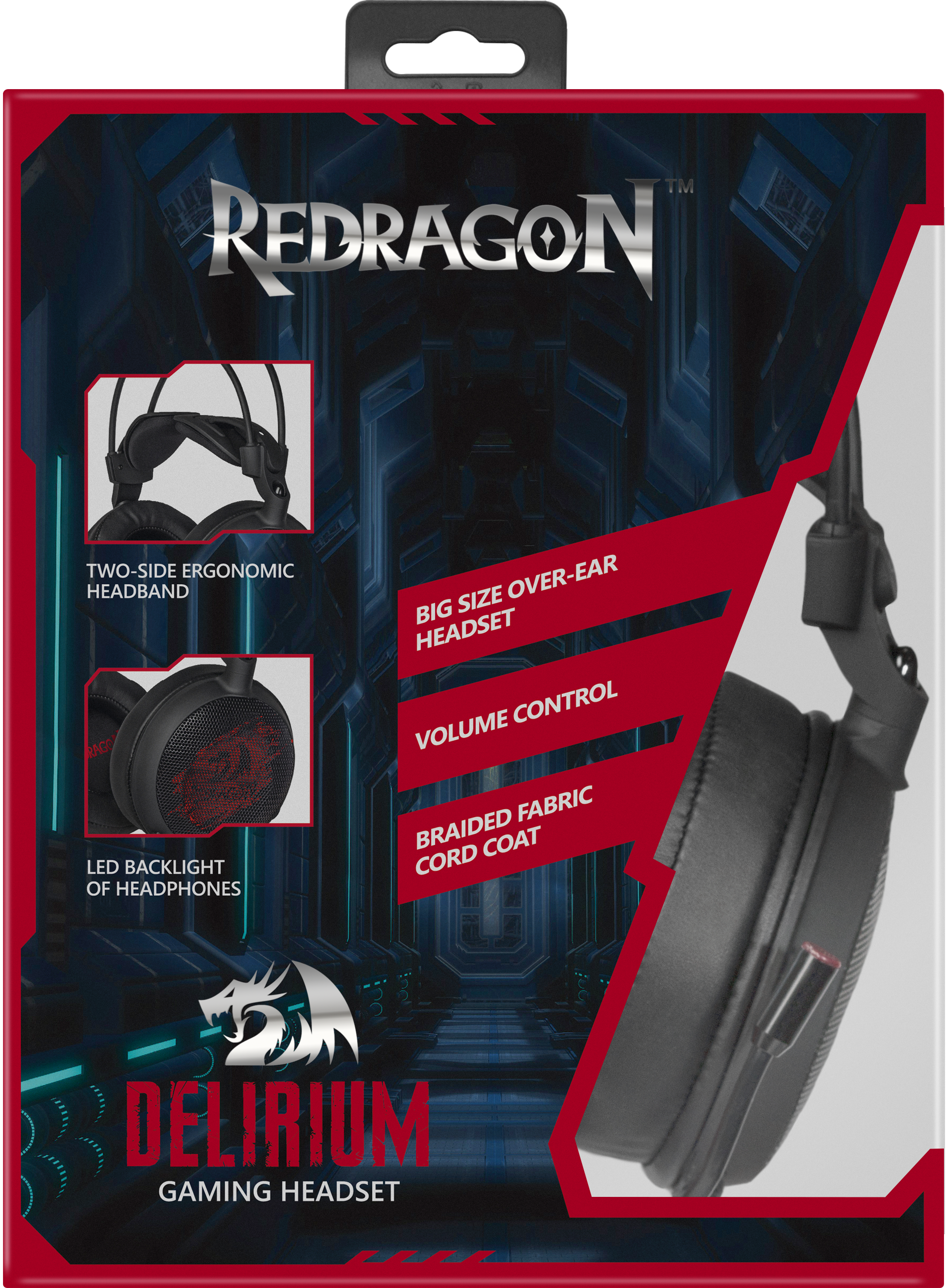 64213 игровая гарнитура delirium черный+красный, провод 2 м Redragon Santreyd  - Вид №6