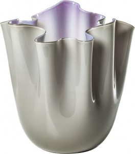 10640943 VENINI Ваза Venini "Фаццолетто Опалино" 24х20см (Фульвио Бьянкони, Паоло Венини), 1948г (серая, индиго) Стекло