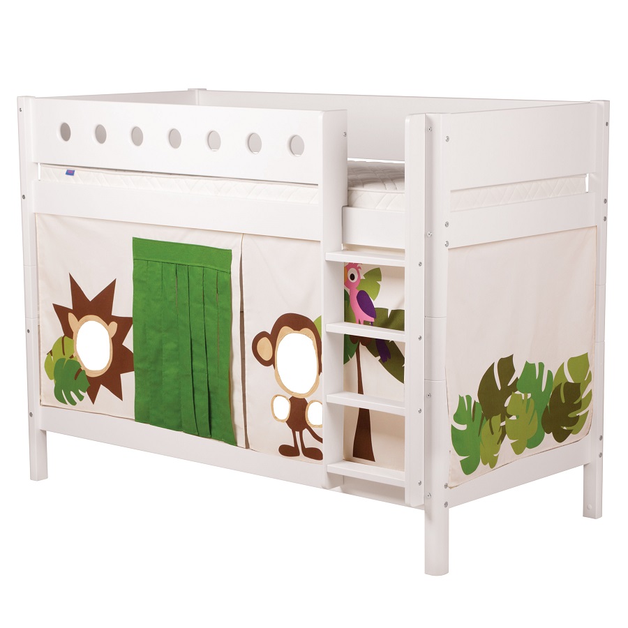 Кровать Flexa White двухъярусная с лестницей, 200 см, белая 801740740 - Вид №1