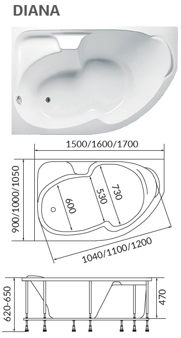 01437 Ванна 1Marka DIANA 170x105 1 Marka DIANA - Вид №7