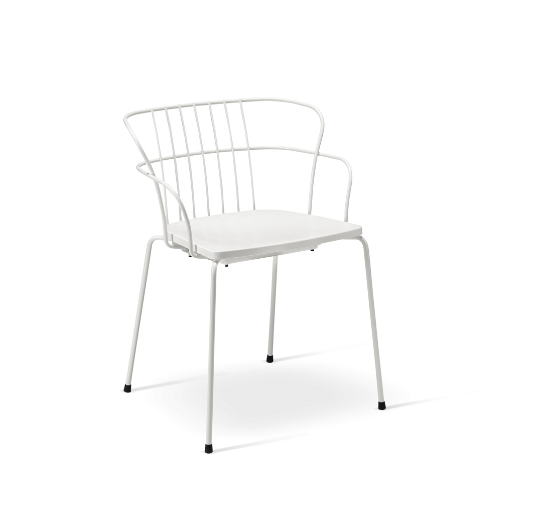 Flint 535-A Кресло со стальным каркасом и спинкой на 4 ножках, сиденье из полиамида, дерева ироко или кожи. Et al. Flint - Вид №6