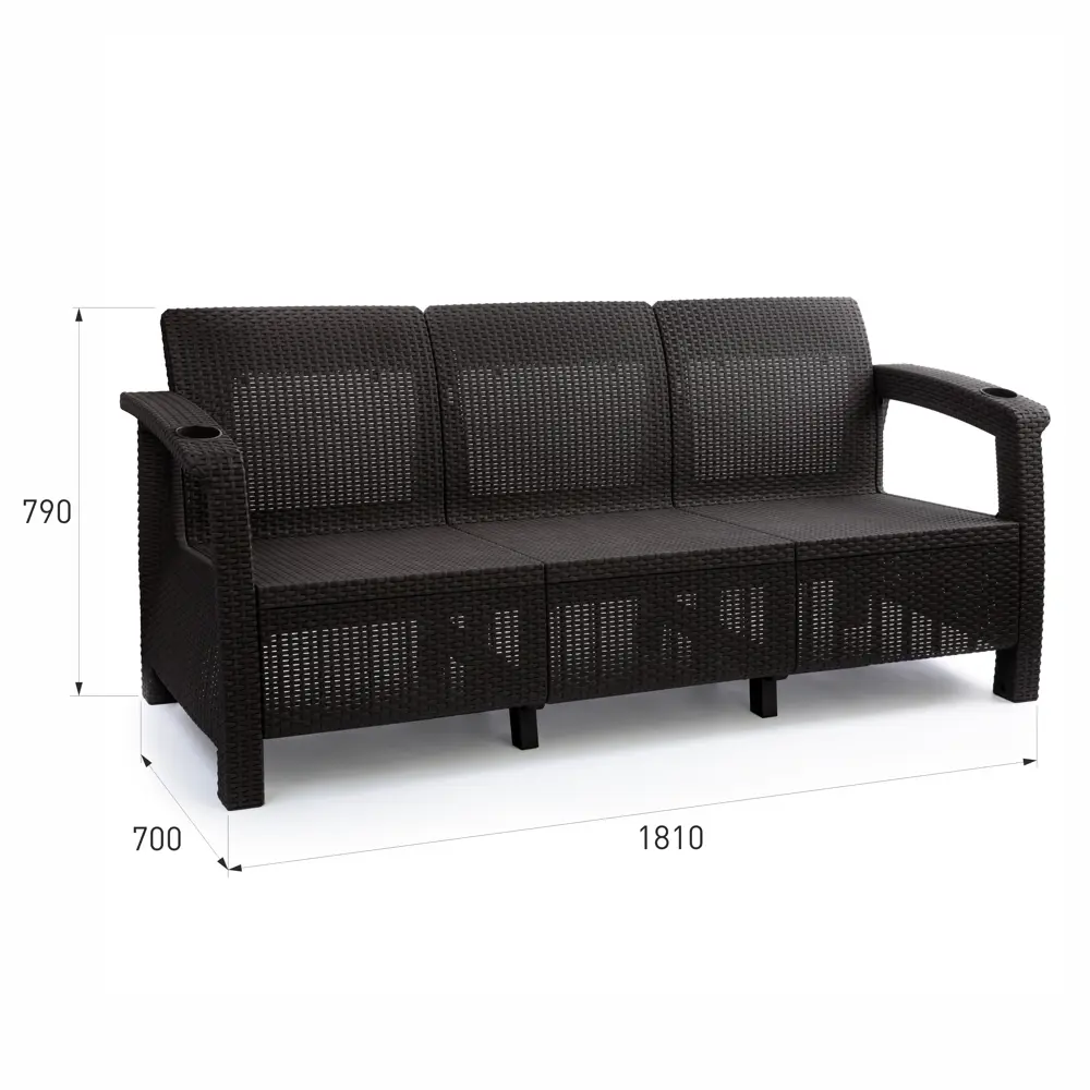Диван Ротанг-плюс 188x70x79 см полипропилен мокко 86535558 STLM-2004431 Santreyd - Вид №3