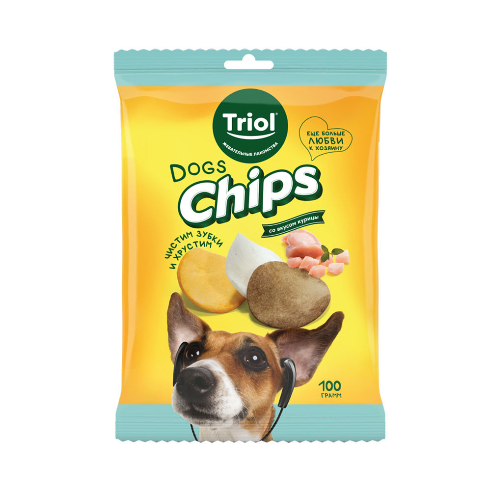 ПР0059239 Лакомство для собак FUN FOOD Чипсы со вкусом курицы, 100г TRIOL 