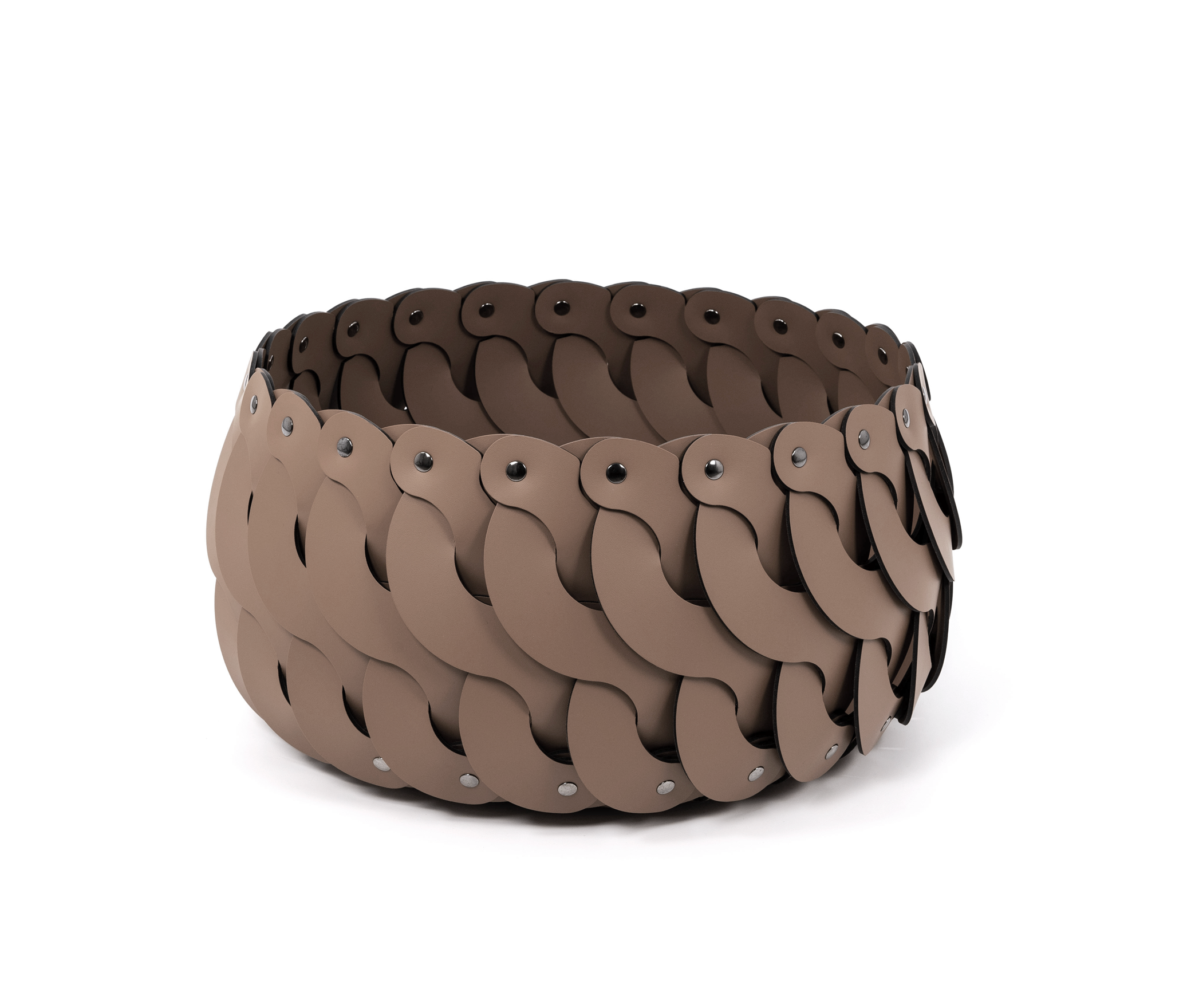 Маленькая корзина Alicante - Ø 45XH44 см / регенерированная кожа_белый Pinetti 00.1521.082.000