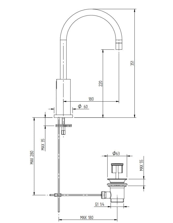 Однорычажный смеситель для раковины с регулируемым горлышком Zazzeri Da-Da ARCH-00033787 - Вид №2