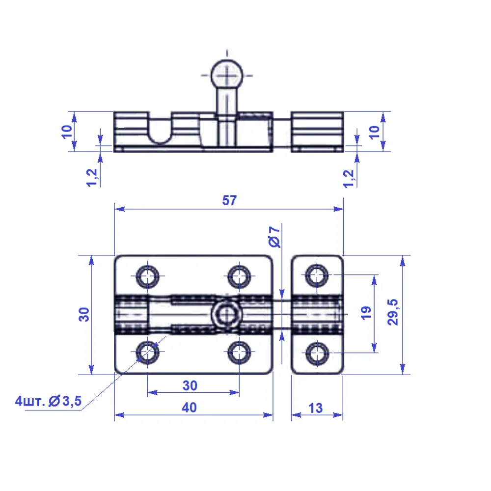 Задвижка прямоугольная Santreyd ШП-40 для дверей и мебели 13177980 STLM-0002868 - Вид №3