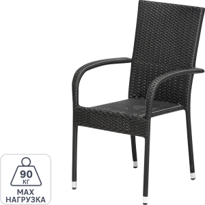 86283607 Стул GS013 62x55x94 см искусственный ротанг/сталь черный Парис STLM-0067600 Santreyd