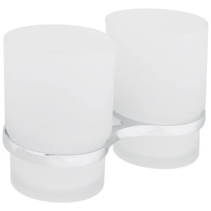 Стакан подвесной для зубных щёток Grampus «Laguna», двойной, стекло, цвет хром