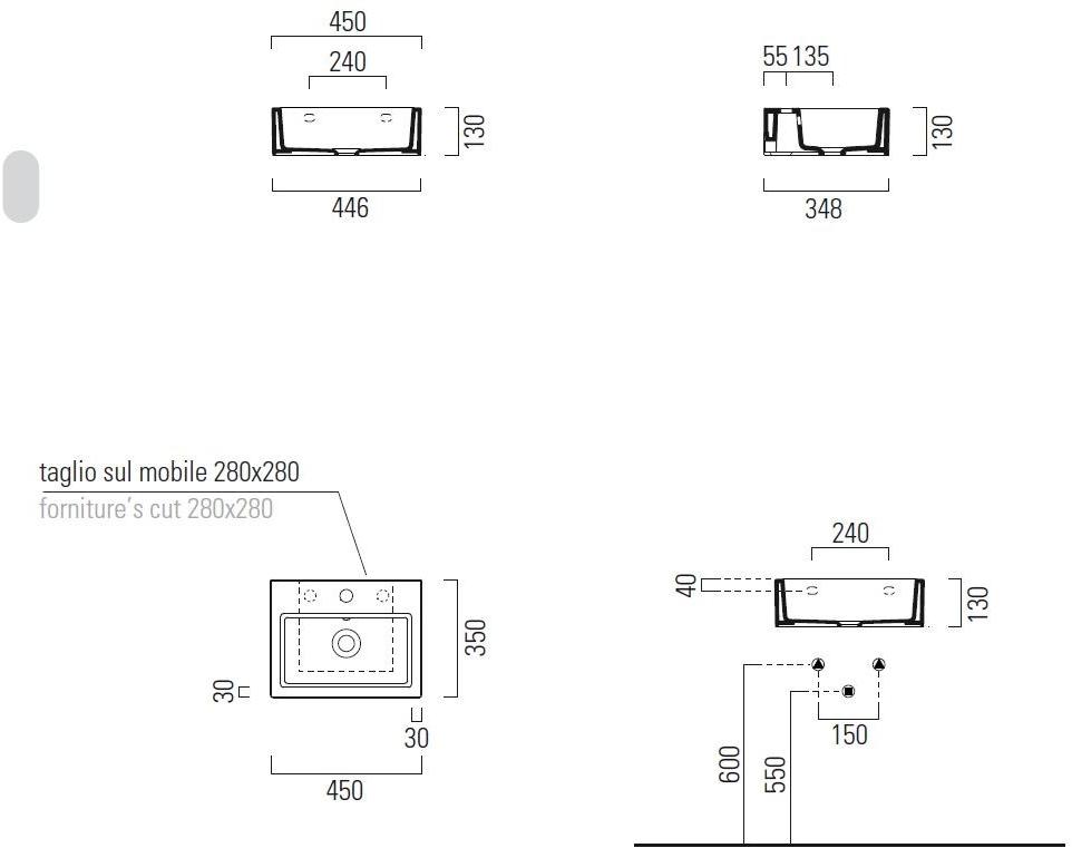 8985111 Накладная раковина на столешницу  овальная GSI ceramica Kube - Вид №3