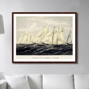 Картина в раме 130х102 см Yachts on a summer cruise, 1871г. КАРТИНЫ В КВАРТИРУ  264202 Бежевый;синий;разноцветный