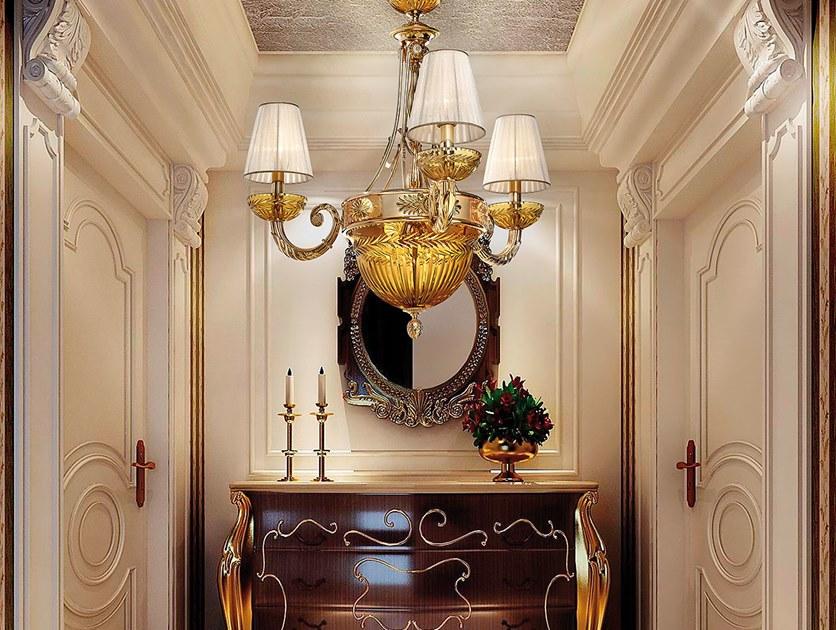 Possoni Illuminazione Люстра из чистого золота с градиентом и янтарным кристаллом Amber 431/3+5 - Вид №1