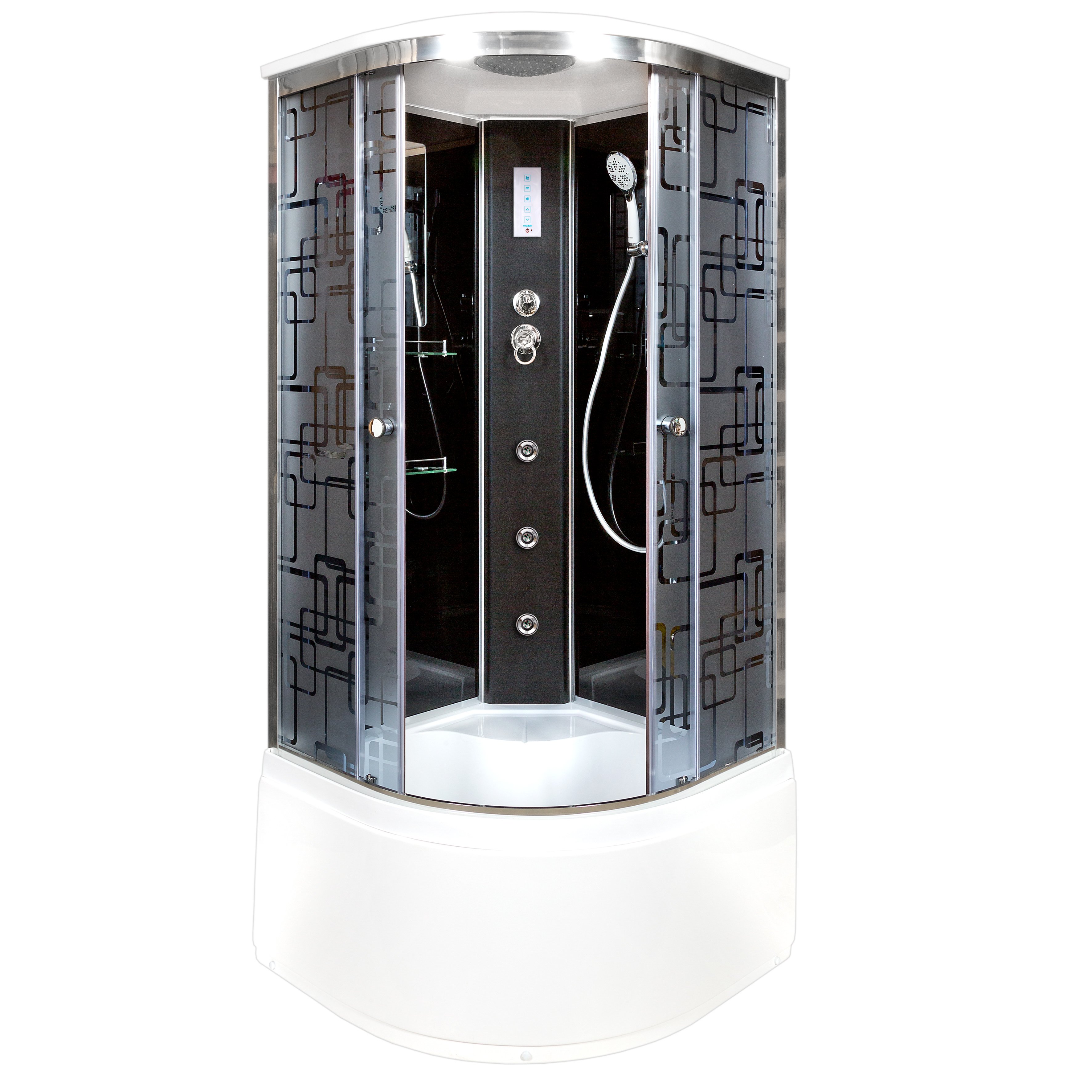 ЕМ1512 L LED Душевая кабина DETO Серия EM BМ4510 с гм. и эл. BLACK - Вид №16